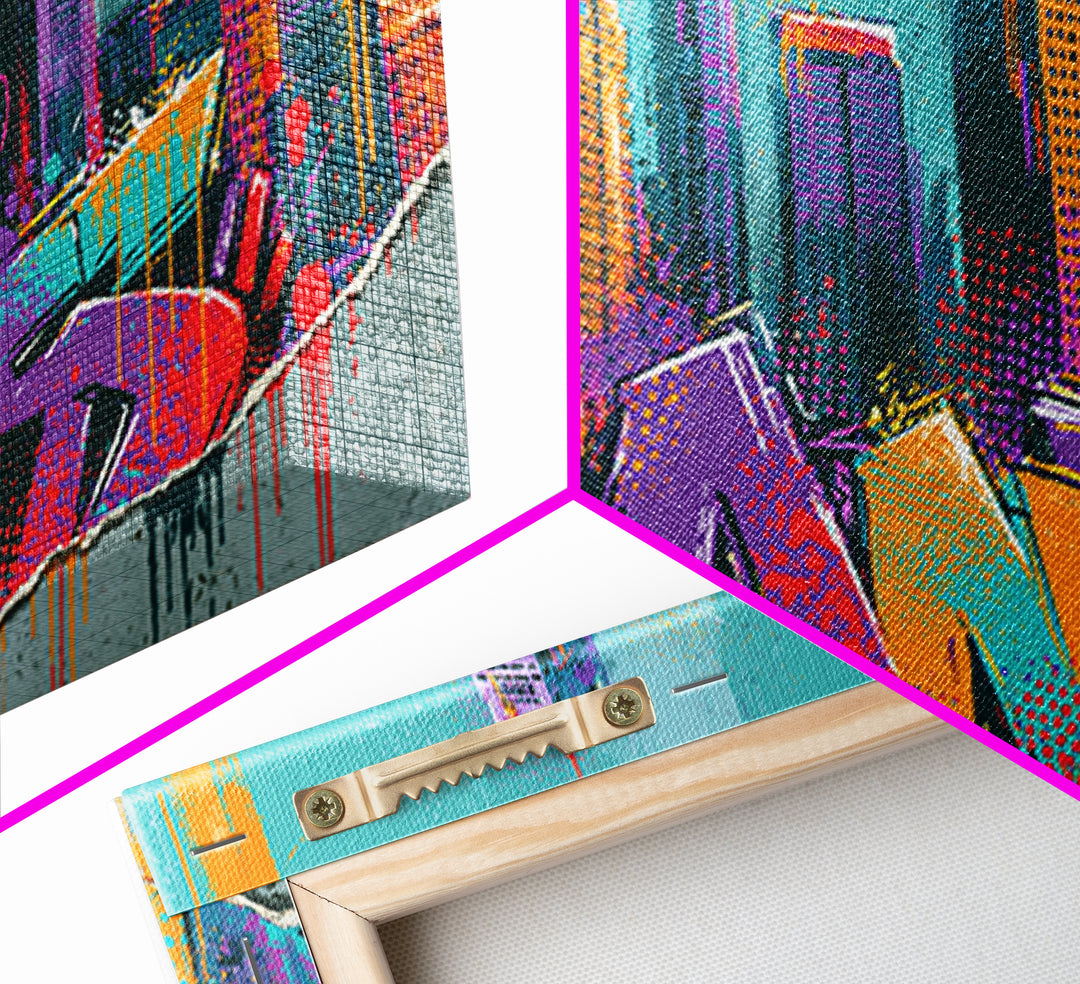 Urban Skyline Made from Stencil Layers Canvas Print, Street Art, Living Room Decor, Abstract Art, Urban, Abstract Painting, STR-2x1-82