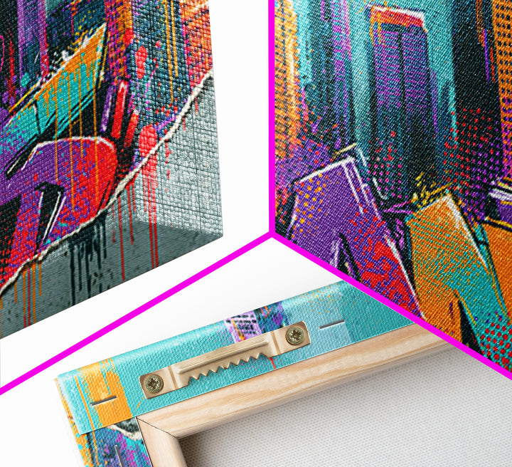 Urban Skyline Made from Stencil Layers Canvas Print, Street Art, Living Room Decor, Abstract Art, Urban, Abstract Painting, STR-2x1-82