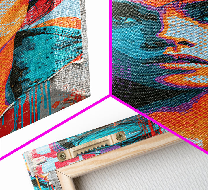 Brick Wall Texture Framed Canvas Print, Street Art, Graffiti Art, Living Room Decor, Abstract Art, Urban, Minimalist Decor, STR-2x3-36