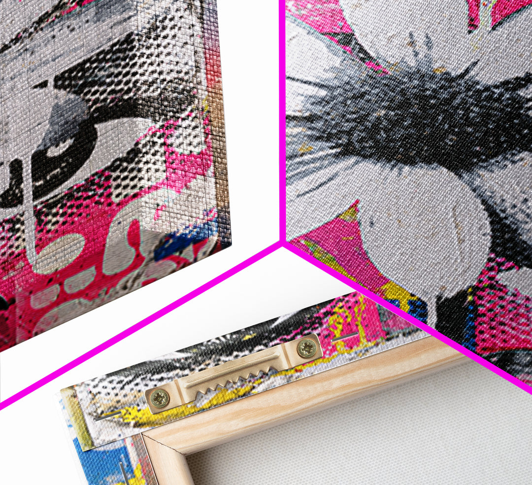 Paste Up Collage of Flowers and Eyes Canvas Print, Street Art, Wall Hangings, Living Room Decor, Fine Art, Urban, Modern Art, STR-2x3-66