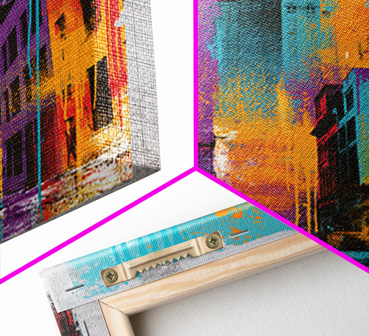 Urban Skyline Made from Stencil Layers Canvas Print, Street Art, Canvas, Living Room Decor, Fine Art, Urban, Colorful Wall Art, STR-2x3-70