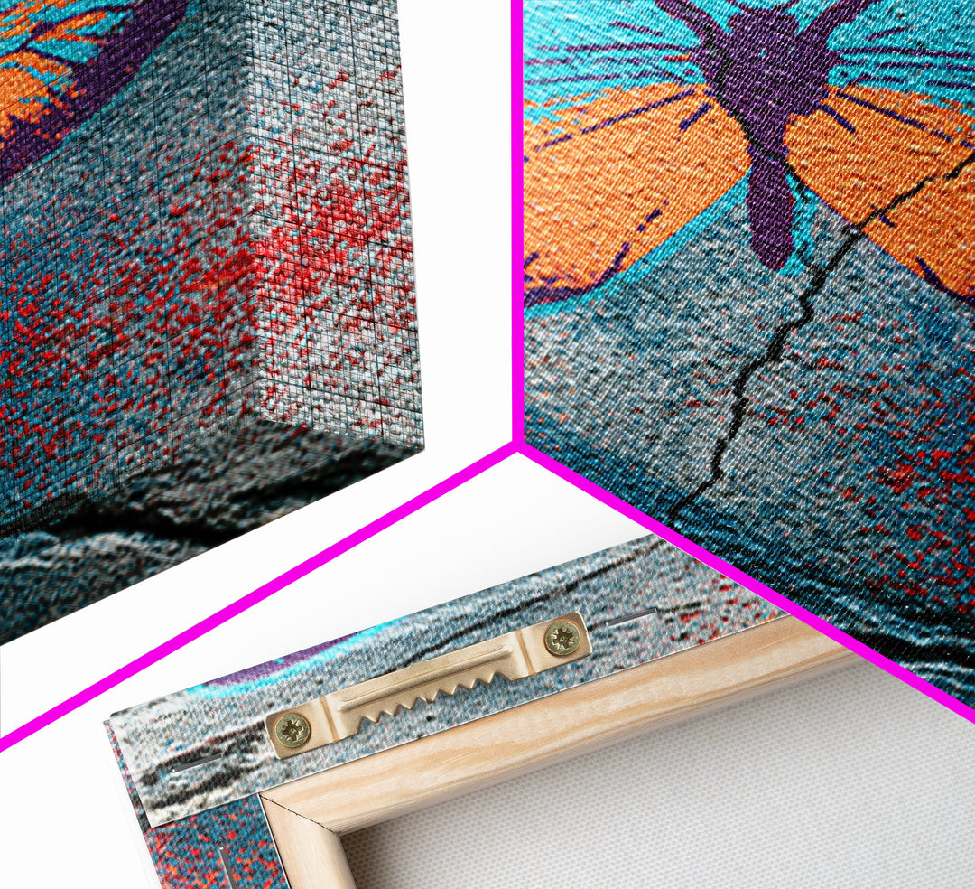 Spray Painted Butterfly on Cracked Concrete Canvas Print, Street Art, Abstract Art, Living Room Decor, Fine Art, Urban, STR-2x3-79