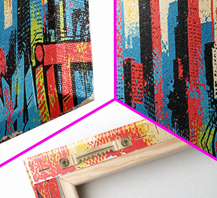 Urban Skyline Made from Stencil Layers Canvas Print, Street Art, Living Room Decor, Abstract Art, Urban, Abstract Painting, STR-3x1-30