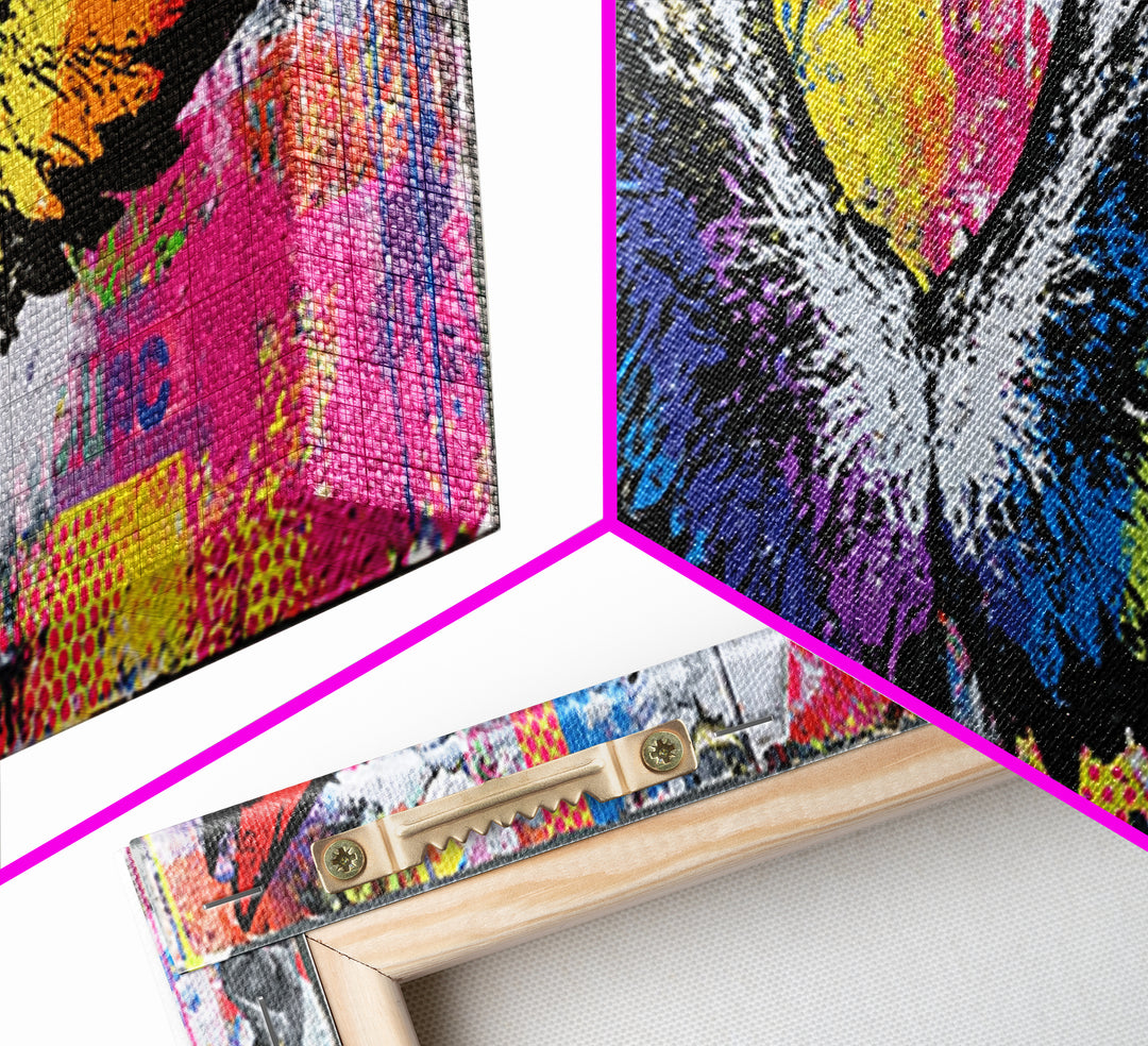 Graffiti Angel Wings Framed Canvas Print, Street Art, Gallery Decor, Living Room Decor, Fine Art, Urban, Wall Art, Home Decor, STR-3x1-69