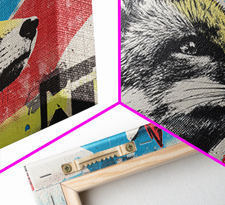 Urban Fox Wearing a Crown of Spray Framed Canvas Print, Street Art, Modern Wall Art, Living Room Decor, Fine Art, Urban, STR-3x2-6