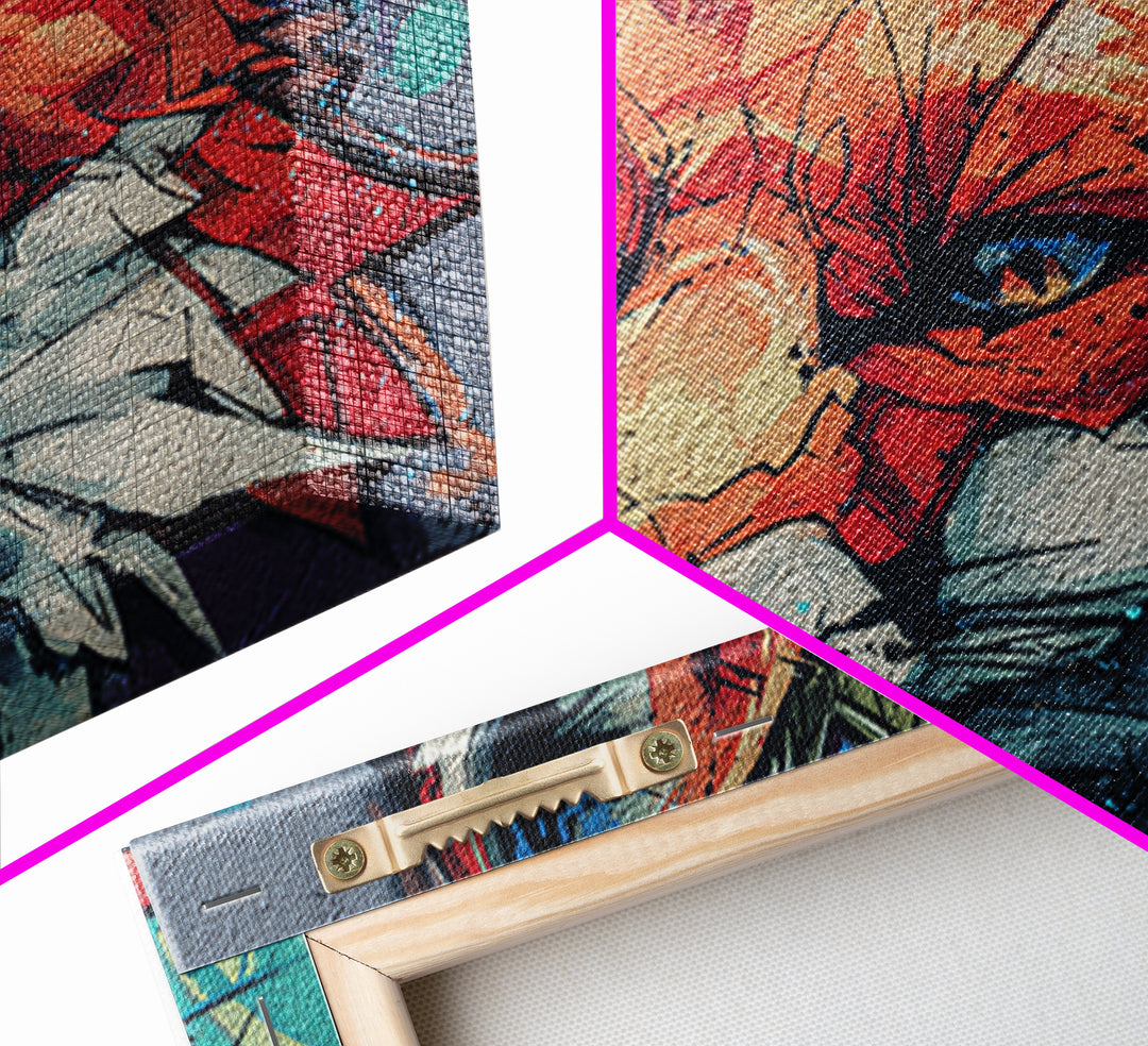 Urban Fox Wearing a Crown of Spray Framed Canvas Print, Street Art, Contemporary Art, Living Room Decor, Fine Art, Urban, STR-3x2-78