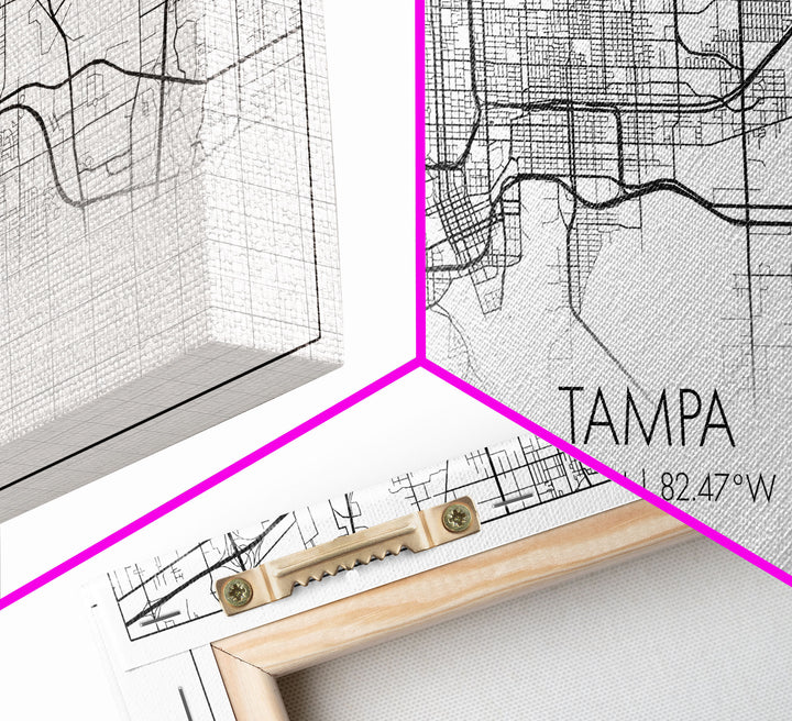 Tampa City Map, Florida Art, Map Print, Modern Wall Art, Wall Art, Canvas Art, New Home Gift Ideas, Tiny House Décor, Family Room Wall Art