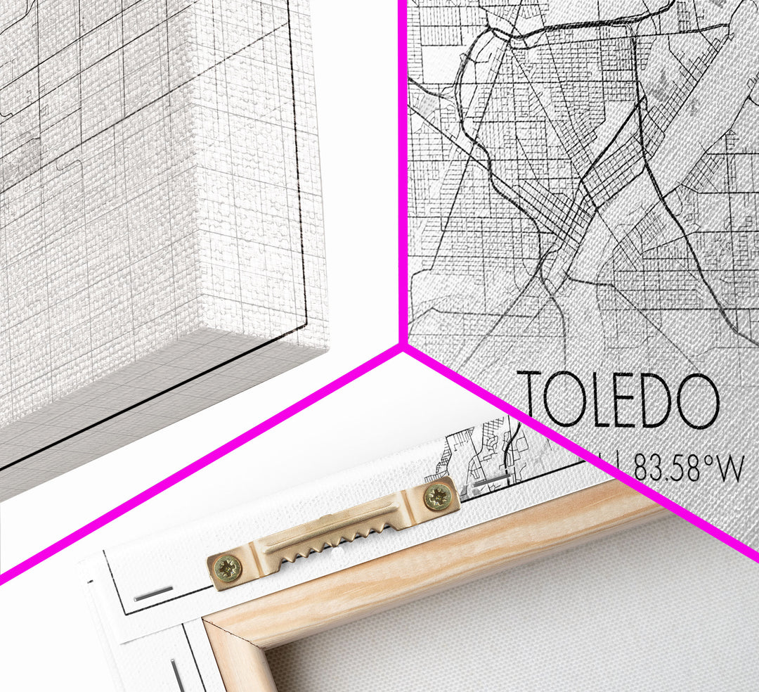 Toledo City Map, Ohio Art, Map Print, Modern Wall Art, Wall Art, Canvas Art, Bedroom Teen Girl Art, Gift For Realtor, Family Home Décor