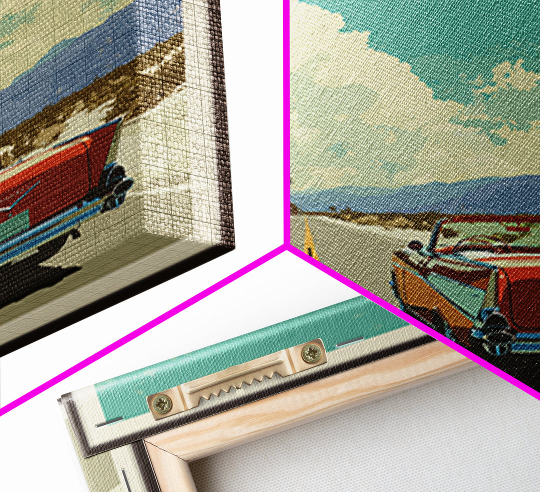 Route 66 Desert Road Framed Canvas Print, Travel Poster(2), Downloadable Prints, Living Room Decor, Watercolor Art, Voyage, TPO-1x1-39