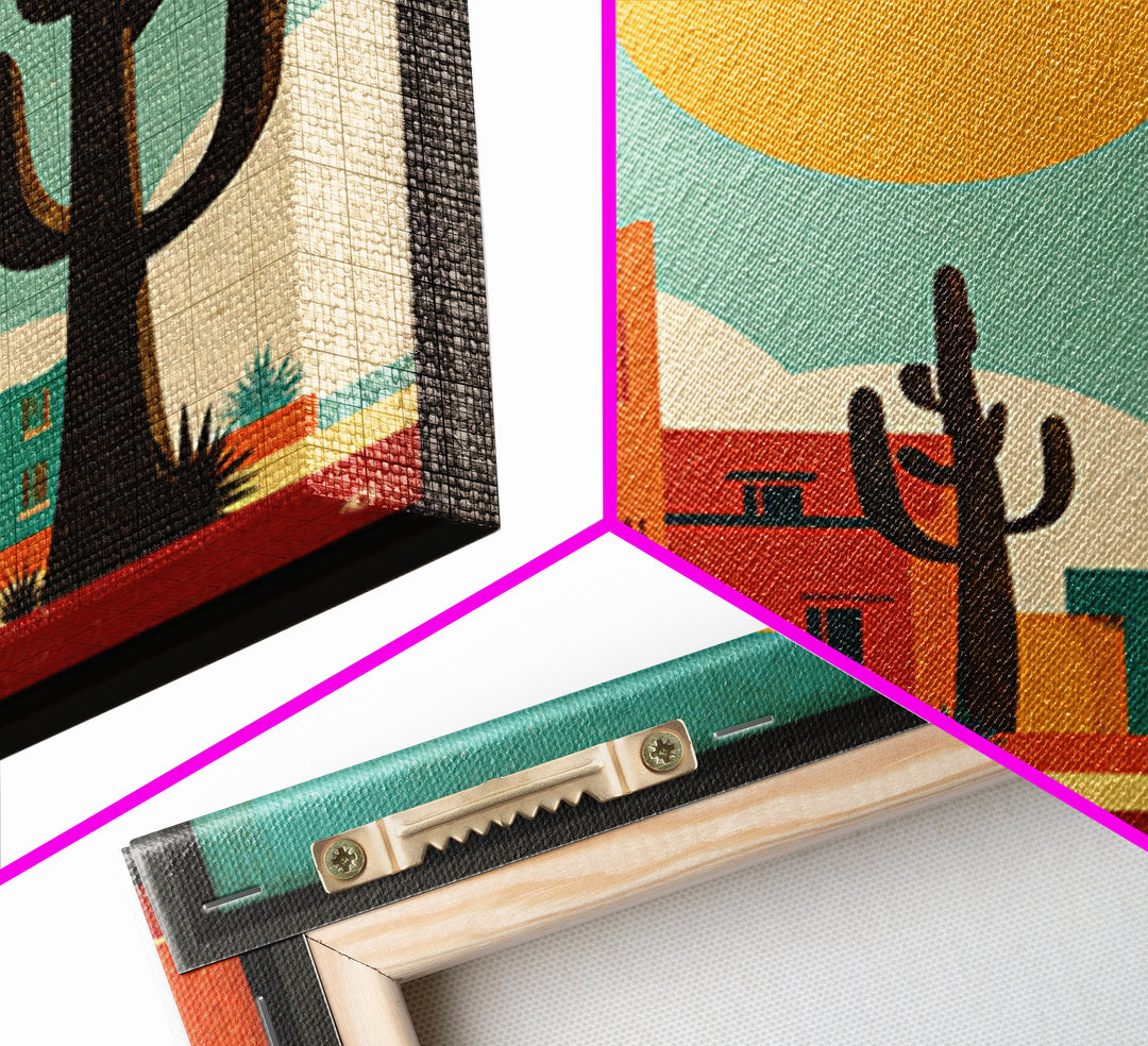 Mexico Cactus and Sun Travel Poster Canvas Print, Travel Poster(2), Wall Decor, Living Room Decor, Fine Art, Voyage, Wall Art, TPO-1x1-69