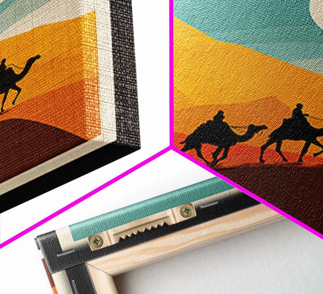 Moroccan Desert Caravan Travel Poster Framed Canvas Print, Travel Poster(2), Modern Decor, Living Room Decor, Fine Art, Voyage, TPO-1x1-79
