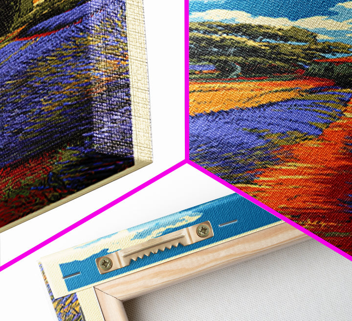Provence Lavender Field Poster Canvas Print, Travel Poster(2), Set of 3 Wall Art, Living Room Decor, Fine Art, Voyage, TPO-1x3-11
