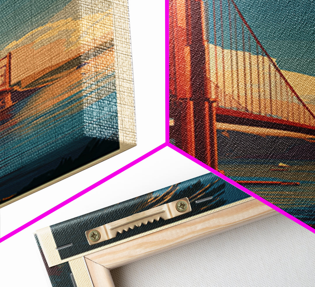 New York Bridge at Sunrise Canvas Print, Travel Poster(2), Travel Poster, Living Room Decor, Fine Art, Voyage, TPO-1x3-18