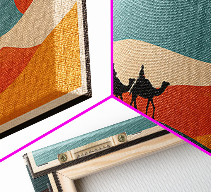 Moroccan Desert Caravan Travel Poster Framed Canvas Print, Travel Poster(2), Modern Decor, Living Room Decor, Fine Art, Voyage, TPO-2x1-27