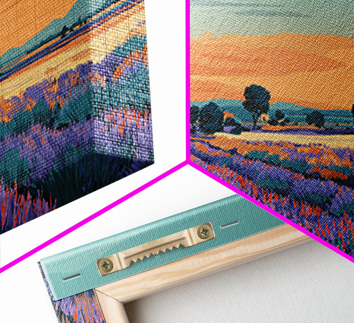 Provence Lavender Field Poster Framed Canvas Print, Travel Poster(2), Art Print, Living Room Decor, Fine Art, Voyage, TPO-2x1-43