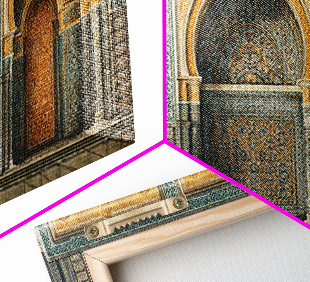 Marrakesh Arch and Tile Pattern Poster Framed Canvas Print, Travel Poster(2), Digital Print, Living Room Decor, Voyage, TPO-2x1-85
