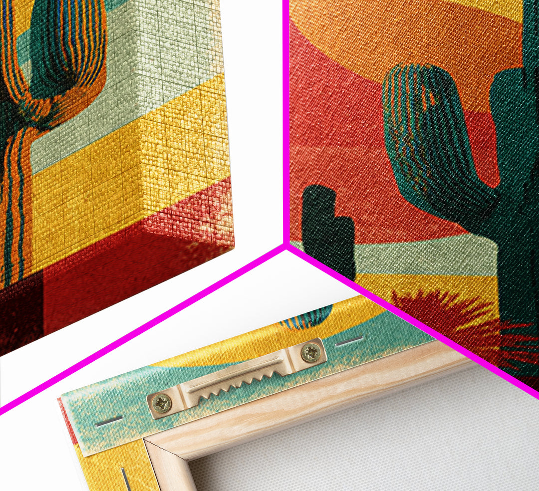 Mexico Cactus and Sun Travel Poster Canvas Print, Travel Poster(2), Home Decor, Living Room Decor, Voyage, Coastal Wall Art, TPO-2x3-5
