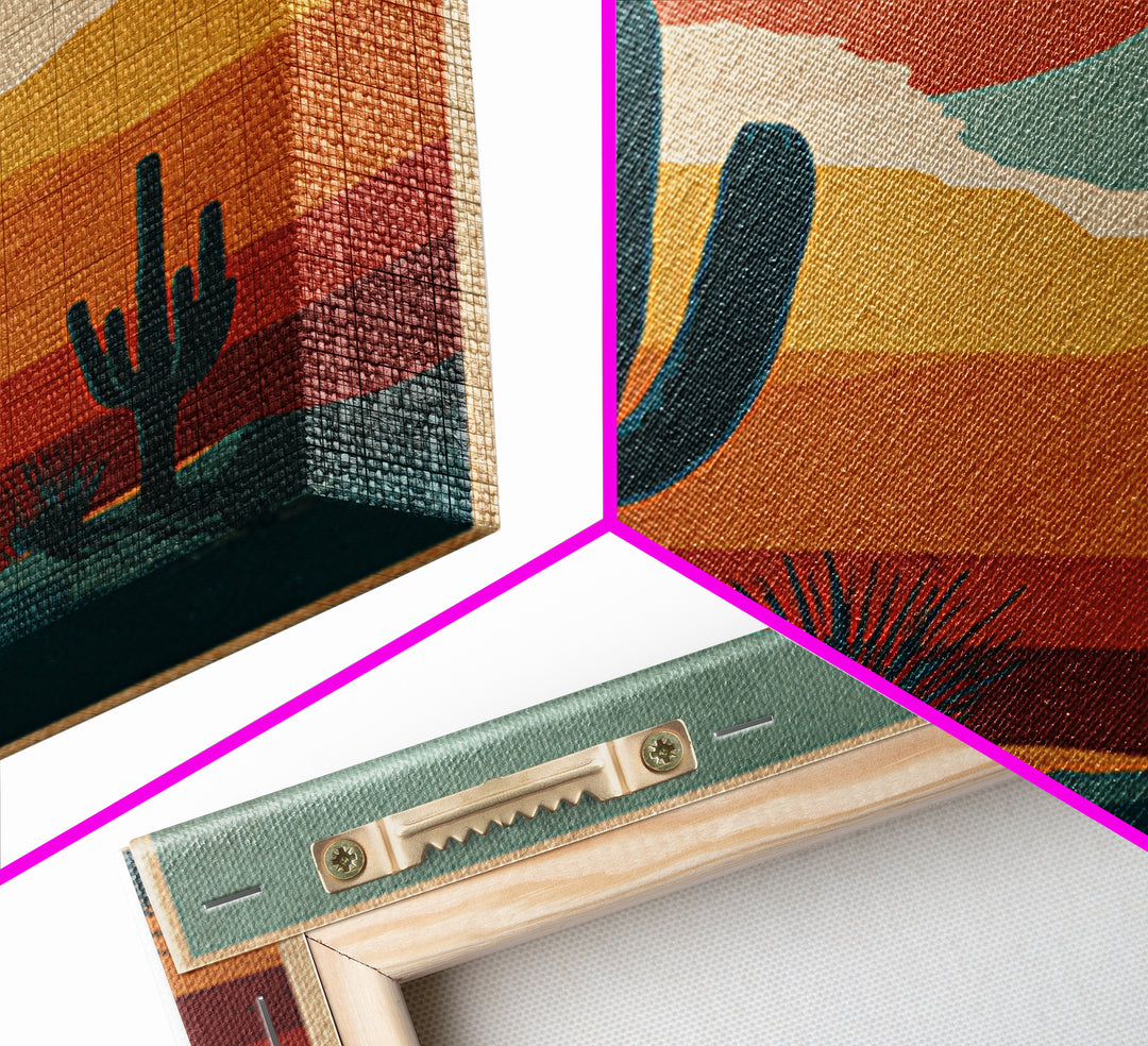 Mexico Cactus and Sun Travel Poster Framed Canvas Print, Travel Poster(2), Digital Wall Art, Living Room Decor, Voyage, TPO-2x3-53