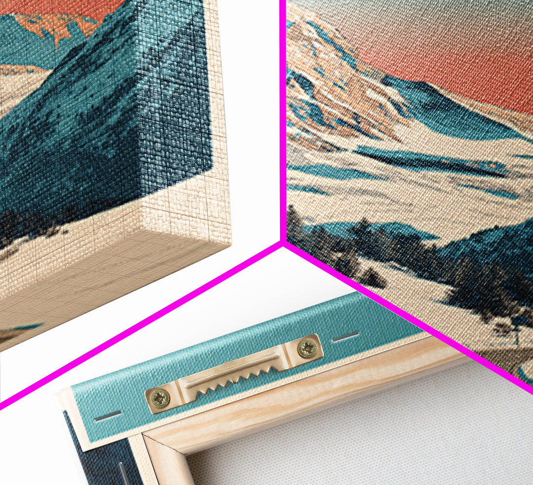 Swiss Alps Ski Poster Framed Canvas Print, Travel Poster(2), Room Decor, Living Room Decor, Fine Art, Voyage, Travel Gift, TPO-2x3-64