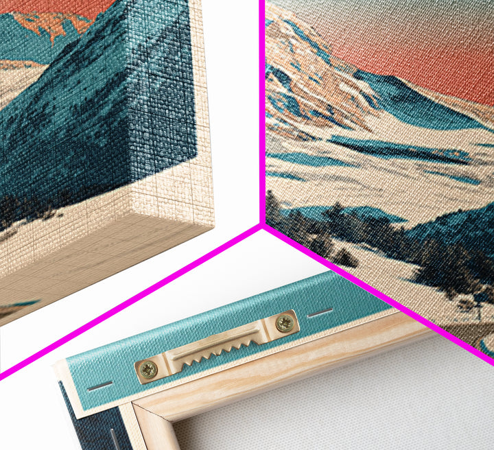 Swiss Alps Ski Poster Framed Canvas Print, Travel Poster(2), Room Decor, Living Room Decor, Fine Art, Voyage, Travel Gift, TPO-2x3-64