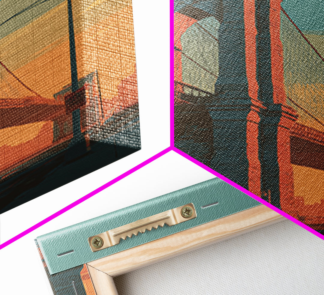 New York Bridge at Sunrise Canvas Print, Travel Poster(2), Printable Wall Art, Living Room Decor, Voyage, Downloadable Prints, TPO-2x3-86