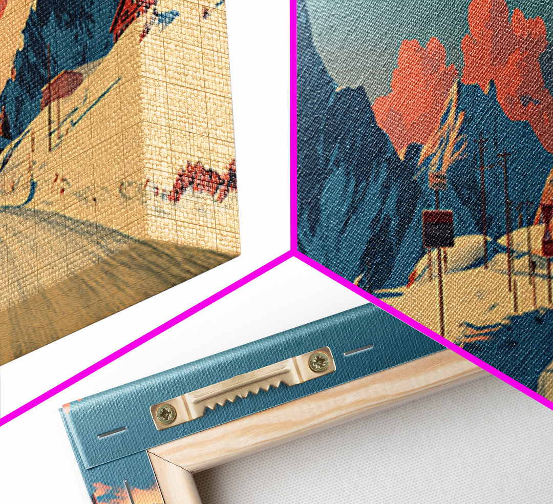 Swiss Alps Ski Poster Canvas Print, Travel Poster(2), Travel Poster, Living Room Decor, Fine Art, Voyage, Textured Painting, TPO-3x1-24