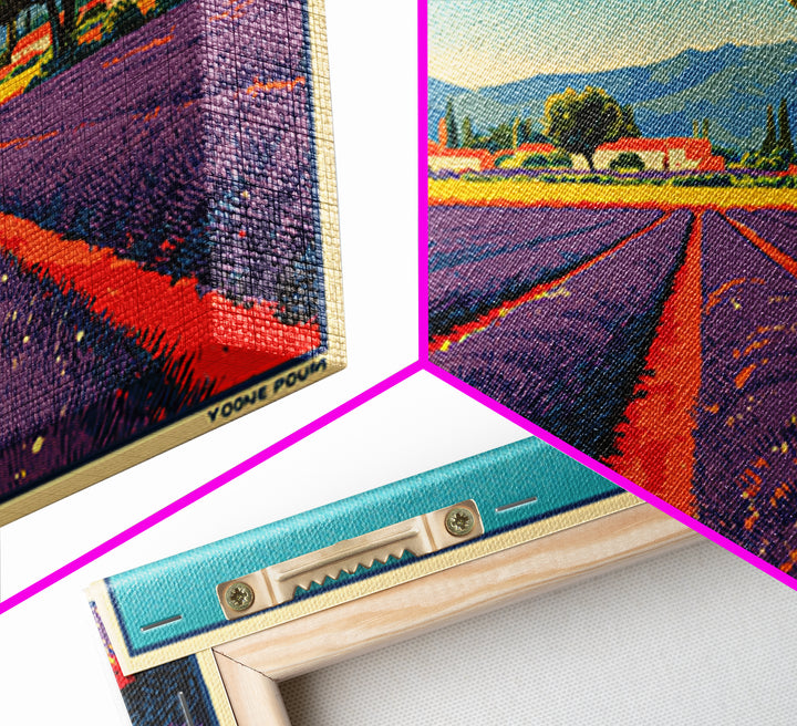 Provence Lavender Field Poster Framed Canvas Print, Travel Poster(2), Poster Art, Living Room Decor, Fine Art, Voyage, TPO-3x2-27