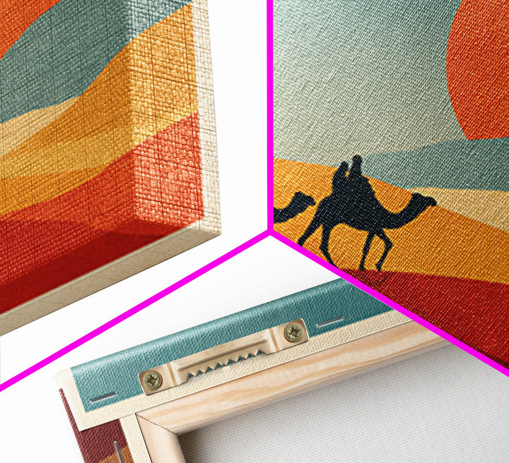 Moroccan Desert Caravan Travel Poster Framed Canvas Print, Travel Poster(2), Luxury Decor, Living Room Decor, Fine Art, Voyage, TPO-3x2-59