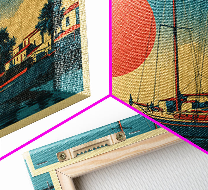Greek Island Sailboat and Sun Poster Canvas Print, Travel Poster(2), Wall Decor, Living Room Decor, Fine Art, Voyage, TPO-3x2-68