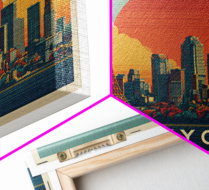 Tokyo Night Skyline Framed Canvas Print, Travel Poster(2), City Wall Art, Living Room Decor, Fine Art, Voyage, Luxury Decor, TPO-3x2-81