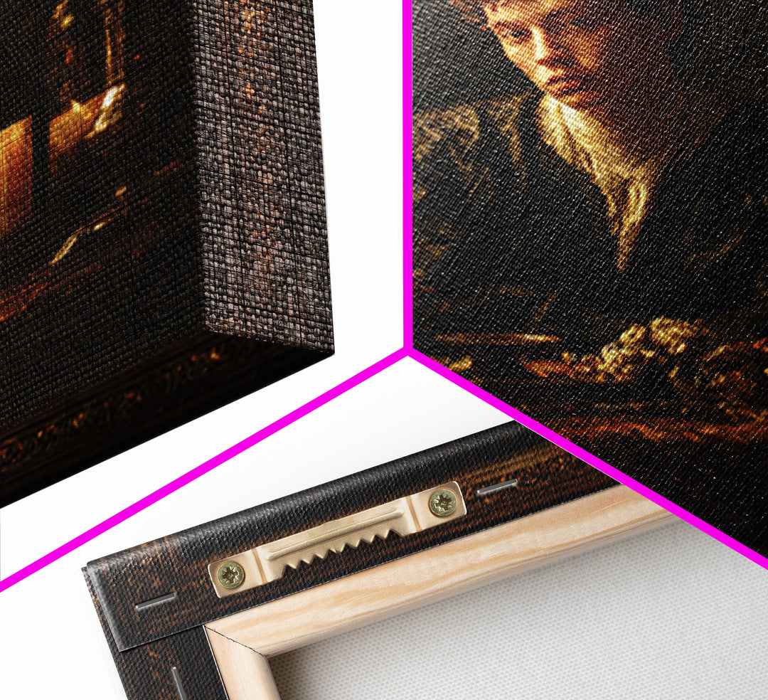 Classical Portrait with Dignified Lighting Framed Canvas Print, Traditional Art, Gallery Decor, Living Room Decor, Classic, TRA-1x1-32