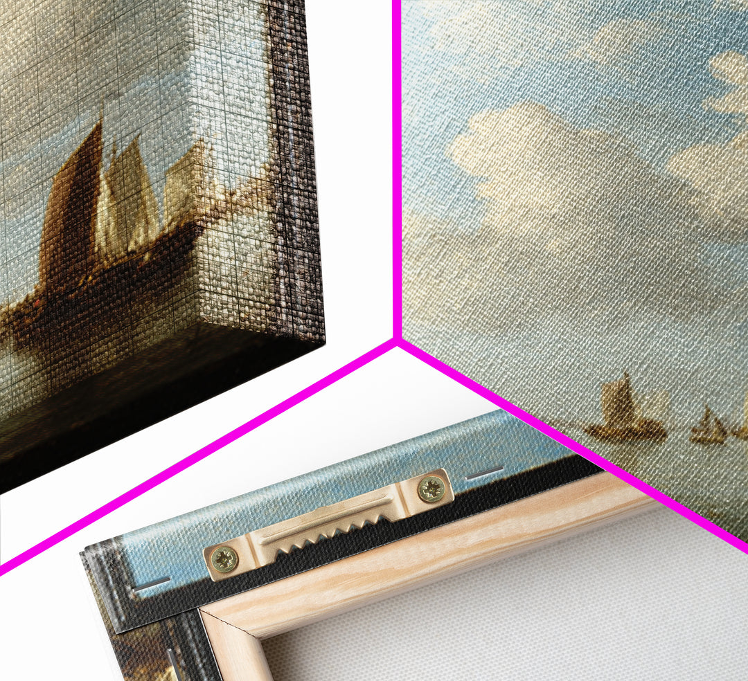 Seascape with Sailboats and Cloudy Sky Canvas Print, Traditional Art, Fine Art Print, Living Room Decor, Fine Art, Classic, TRA-1x1-5