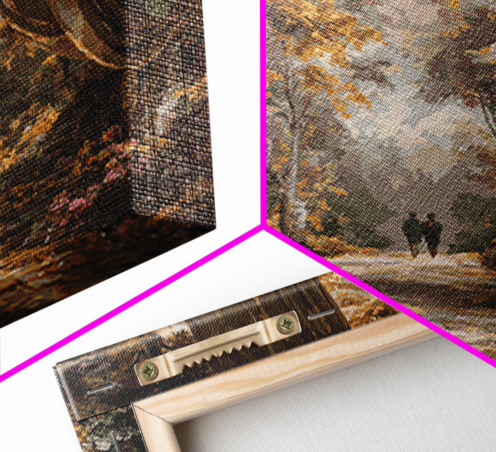 Autumn Forest Road Framed Canvas Print, Traditional Art, Japanese Art, Living Room Decor, Fine Art, Classic, Gallery Decor, TRA-1x1-64