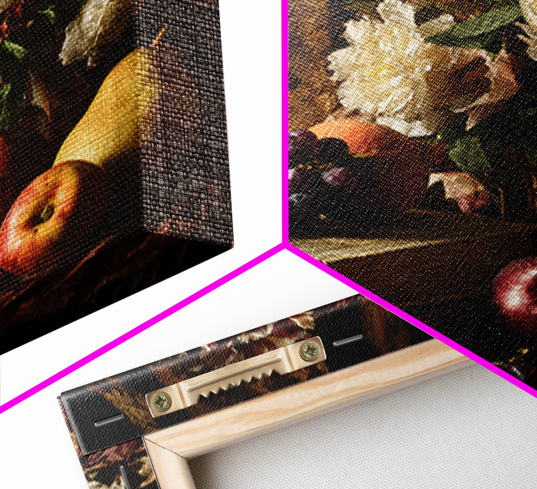 Still Life of Books Candle and Fruit Framed Canvas Print, Traditional Art, Watercolor Art, Living Room Decor, Fine Art, Classic, TRA-1x1-68