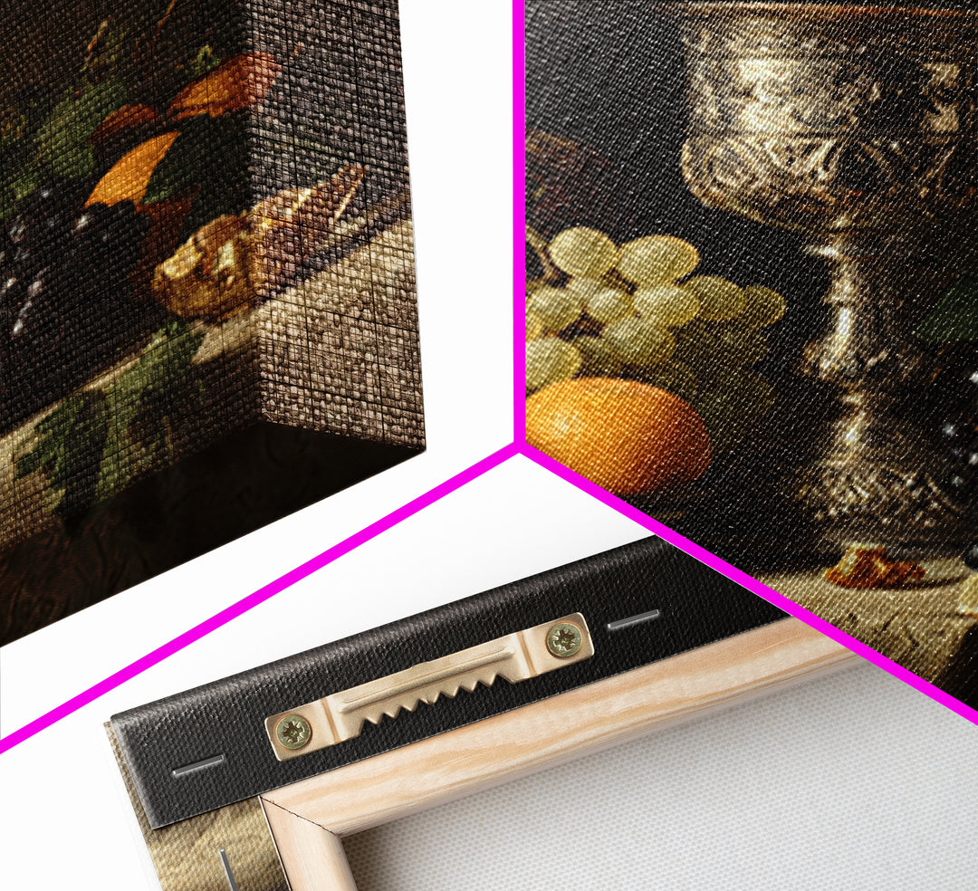 Dutch Fruit and Silver Goblet Still Life Canvas Print, Traditional Art, Japanese Decor, Living Room Decor, Fine Art, Classic, TRA-1x1-76