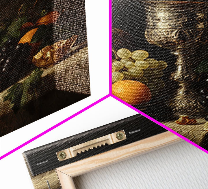 Dutch Fruit and Silver Goblet Still Life Canvas Print, Traditional Art, Japanese Decor, Living Room Decor, Fine Art, Classic, TRA-1x1-76