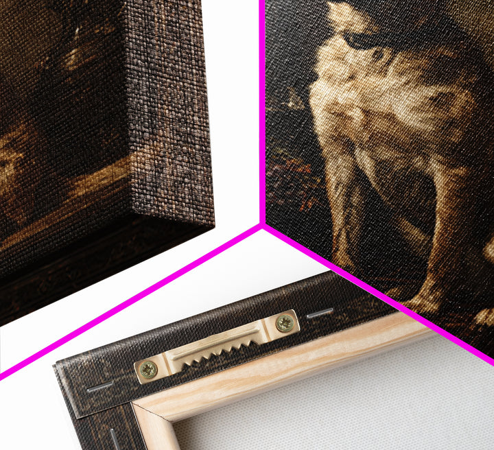 Hunting Dog Portrait Framed Canvas Print, Traditional Art, Landscape, Living Room Decor, Fine Art, Classic, Textured Painting, TRA-1x1-84