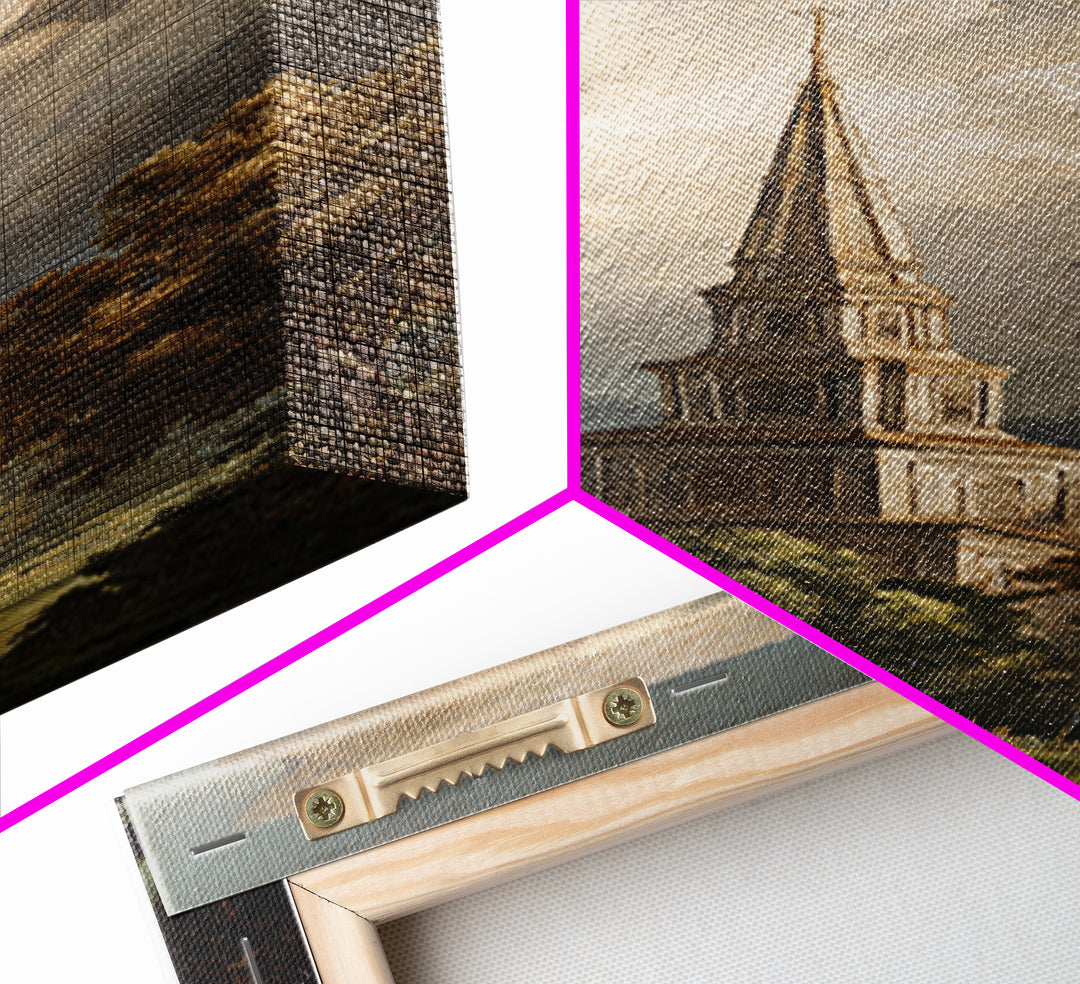 Church Steeple Across Rural Meadow Canvas Print, Traditional Art, Modern Decor, Living Room Decor, Fine Art, Classic, TRA-1x3-49