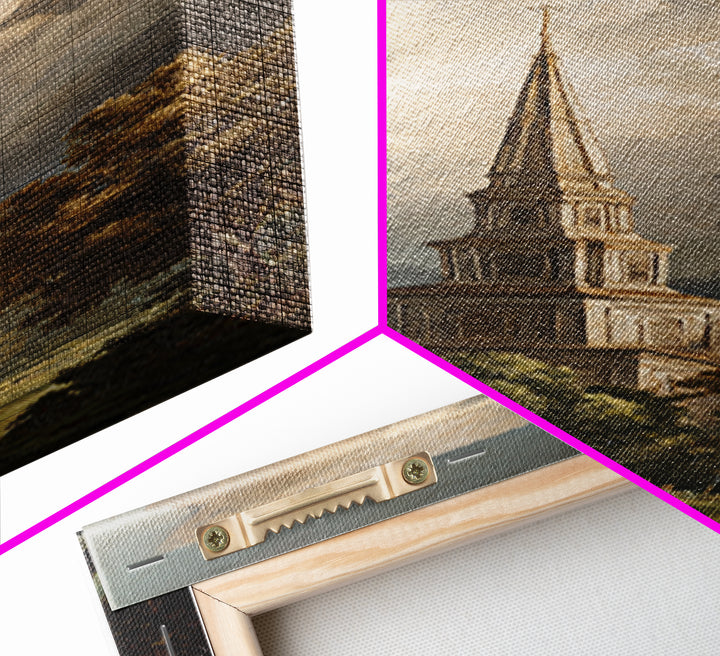 Church Steeple Across Rural Meadow Canvas Print, Traditional Art, Modern Decor, Living Room Decor, Fine Art, Classic, TRA-1x3-49