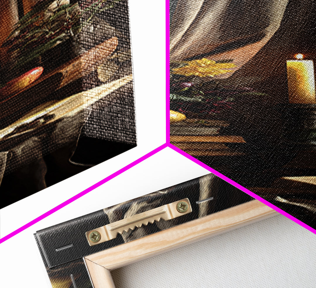 Still Life of Books Candle and Fruit Canvas Print, Traditional Art, Living Room Decor, Classic, Dark Art, Pokemon Poster, TRA-1x3-56