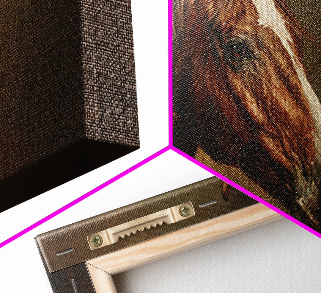 Realistic Horse Portrait Framed Canvas Print, Traditional Art, Canvas, Living Room Decor, Fine Art, Classic, Furry Art, TRA-2x1-23
