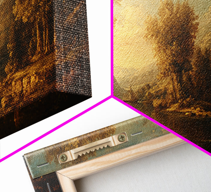 Classic Oil Painted Landscape Framed Canvas Print, Traditional Art, Artwork, Living Room Decor, Oil Painting, Classic, TRA-2x1-45