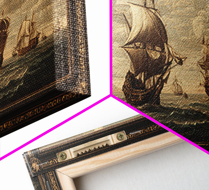 Ship at Sea Canvas Print, Traditional Art, Painting, Living Room Decor, Fine Art, Classic, Art Commissions, Japanese Art, TRA-2x1-58