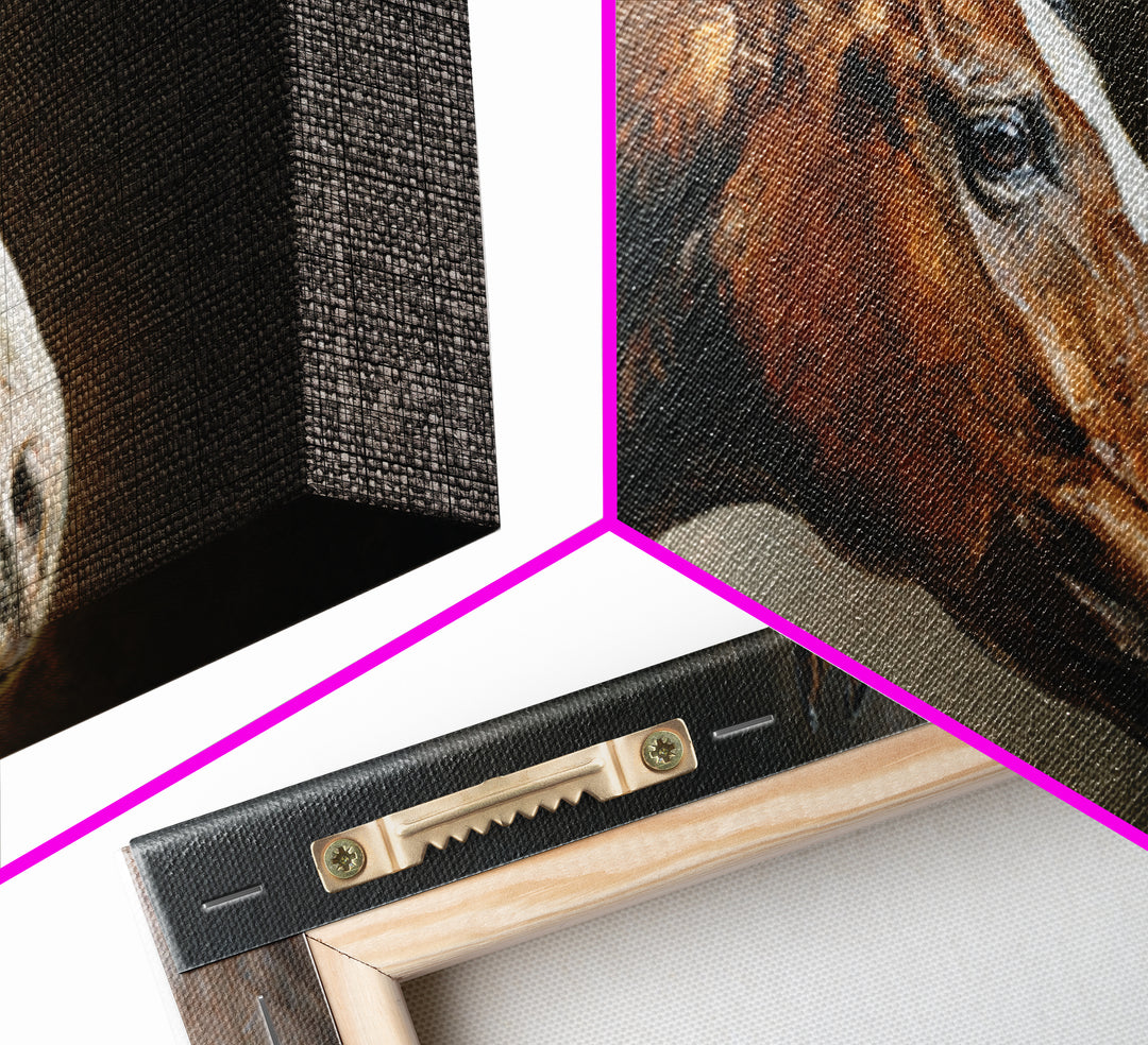 Realistic Horse Portrait Canvas Print, Traditional Art, Landscape, Living Room Decor, Fine Art, Classic, Textured Painting, TRA-2x1-71