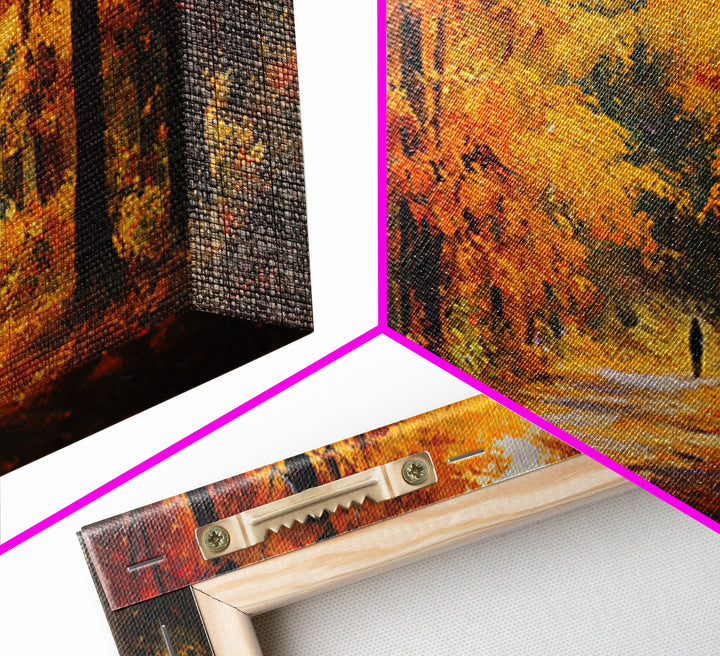 Autumn Forest Road Framed Canvas Print, Traditional Art, Japanese Art, Living Room Decor, Fine Art, Classic, Gallery Decor, TRA-2x1-84