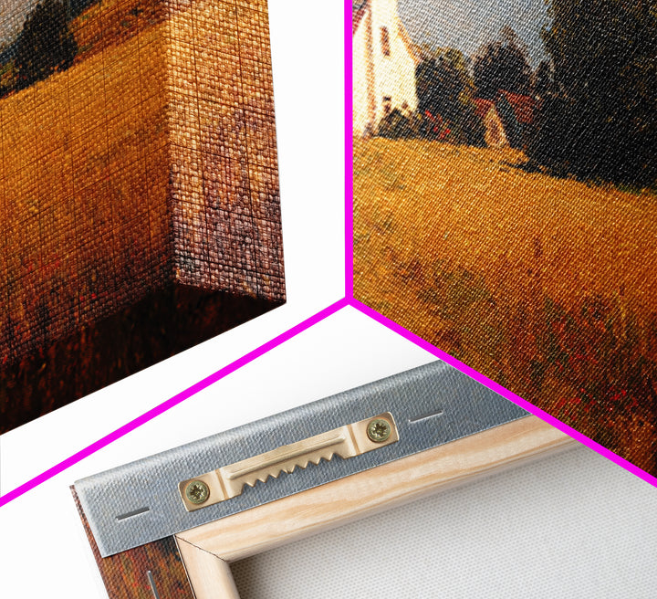 Church Steeple Across Rural Meadow Framed Canvas Print, Traditional Art, Wall Decor, Living Room Decor, Fine Art, Classic, TRA-2x1-9