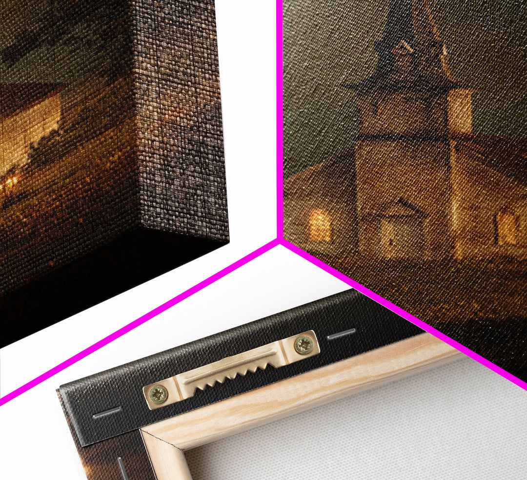 Church Steeple Across Rural Meadow Canvas Print, Traditional Art, Artwork, Living Room Decor, Oil Painting, Classic, TRA-2x3-45
