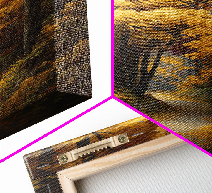 Autumn Forest Road Canvas Print, Traditional Art, Art Print, Living Room Decor, Fine Art, Classic, Custom Art, Furry Art, TRA-2x3-72