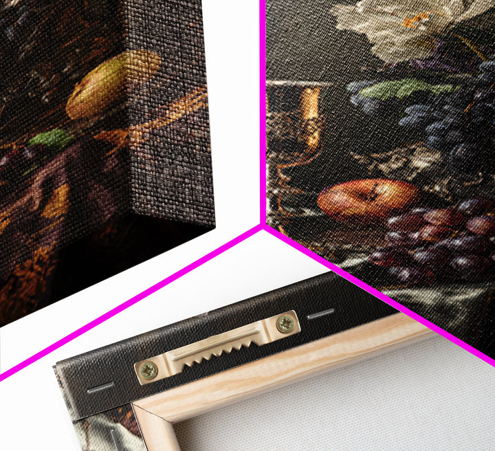Dutch Fruit and Silver Goblet Still Life Framed Canvas Print, Traditional Art, Modern Decor, Living Room Decor, Classic, TRA-2x3-84