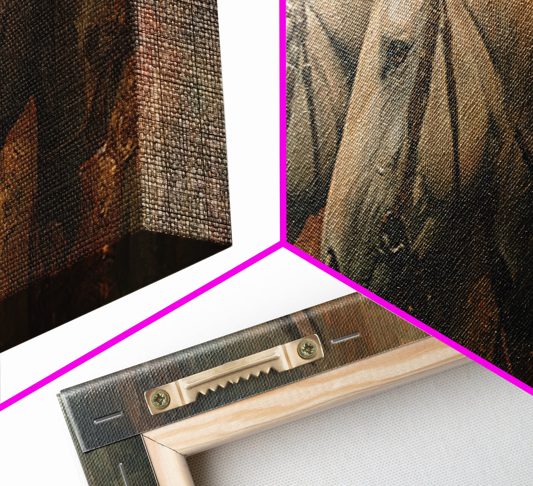 Realistic Horse Portrait Framed Canvas Print, Traditional Art, Wall Hanging, Living Room Decor, Classic, Japanese Decor, TRA-3x1-67